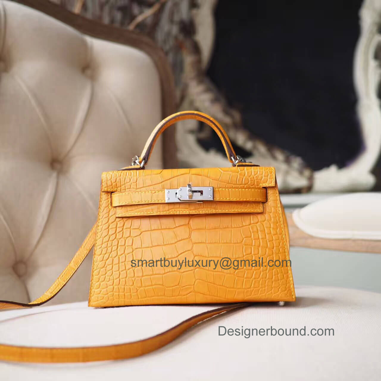 Hermes Mini Kelly II Bag in 1a Mais Matte Alligator PHW